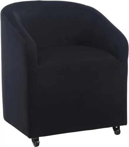 Vista 9 de Sillas de comedor de barril con ruedas, sillas tapizadas de lino beige para comedor y cocina, sillón lateral moderno con ruedas para dormitorio