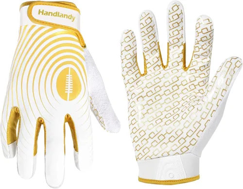 Vista 27 de HANDLANDY Guantes de fútbol para jóvenes, guantes receptores adhesivos para niños, guante de fútbol de súper agarre, mejor regalo para niños y niñas