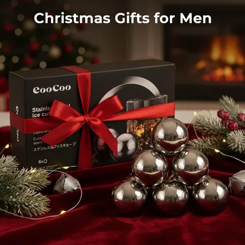 Vista 5 de EooCoo Rellenos para calcetines para hombres, juego de 6 piedras reutilizables para whisky, kit de bolas de hielo de acero inoxidable para beber