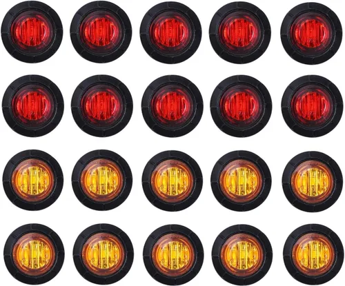 Vista 11 de TMH 30 piezas 3/4 pulgadas 10 luces ámbar + 10 luces rojas + 10 luces blancas, 3 LED, luces indicadoras de despeje, luces marcadoras laterales, mini