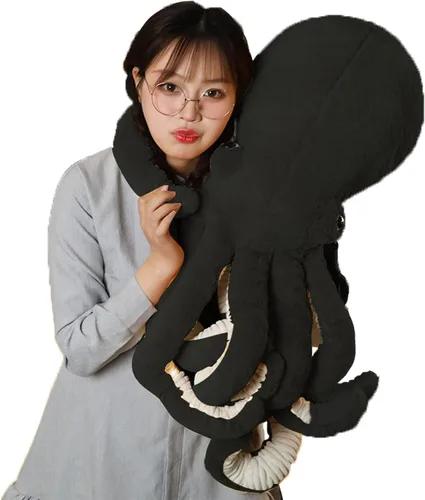 Vista 3 de GOOC Pulpo, animales de peluche, pulpo, muñecos de peluche, juguetes de peluche de pulpo, regalo para niños y amantes (negro)