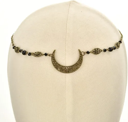 Vista 7 de Merroyal Cadena de cabeza de luna accesorios para el cabello con 2 pares de orejas de elfo de látex para mujeres y niñas
