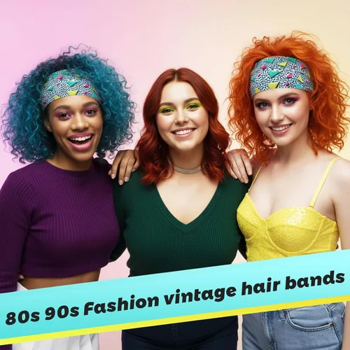 Vista 6 de 2 diademas de neón de los años 80 y 90 para mujer, diademas retro para mujer, bandas de pelo de los años 80 para hip hop, estilo de fiesta