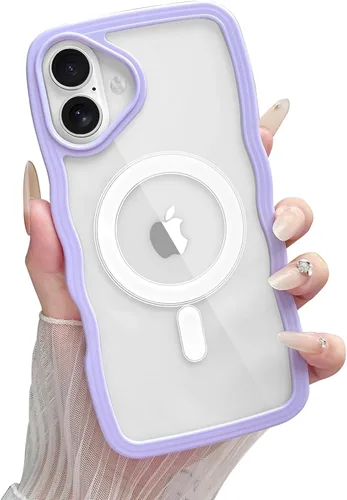 Vista 10 de Yeddabox Magsafe - Funda compatible con iPhone 13, diseño de ondas, lindo marco de colores de caramelo con ondas de agua, a prueba de golpes