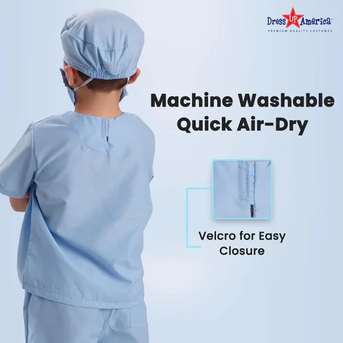 Vista 4 de Dress Up America Disfraz de médico para niños disfraz de médico para niños traje de juego de simulación azul y rosa