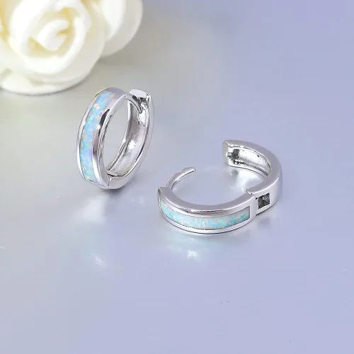 Vista 248 de CiNily Aretes Huggie de ópalo con bisagras, chapados en oro, hipoalergénicos, pequeños aretes de aro para mujeres, adolescentes, niñas, hombres
