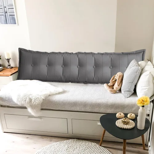 Vista 4 de VERCART Almohada grande para cabecero, almohadas de sofá cama, almohada de lectura, almohada de cabecera de cama, almohada de apoyo de Gris