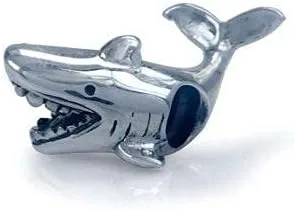 Vista 2 de Bolenvi - Abalorio de plata de ley 925 con diseño de tiburón blanco para pulseras o collares
