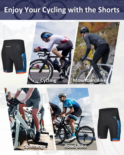 Vista 5 de DEALYORK Pantalones cortos de ciclismo acolchados para hombre, ropa interior de bicicleta con acolchado 3D, forro de montaña, para ciclismo