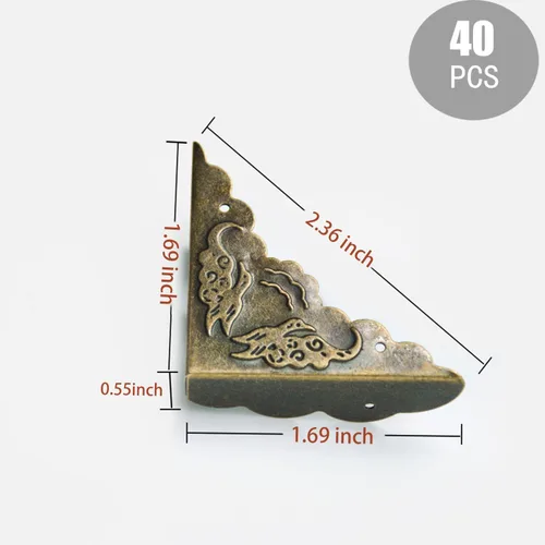 Vista 2 de 40 piezas de protectores de esquina de muebles metálicos, esquina decorativa antigua para caja de joyería, para caja de almacenamiento, joyero