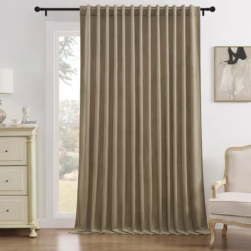 Vista 30 de Timeper Cortinas opacas de terciopelo negro de 42 pulgadas de ancho x 84 pulgadas de largo, cortinas opacas para dormitorio, sala de estar, cortinas