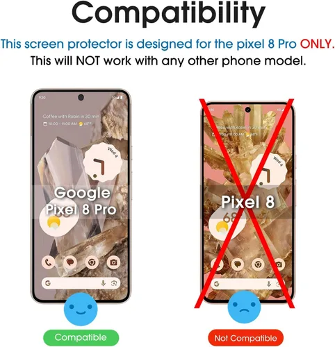 Vista 2 de amFilm - Protector de pantalla para Google Pixel 8 Pro (vidrio templado, 3+1 unidades) Ultrasonic Fingerprint Compatible, with Easy Installation