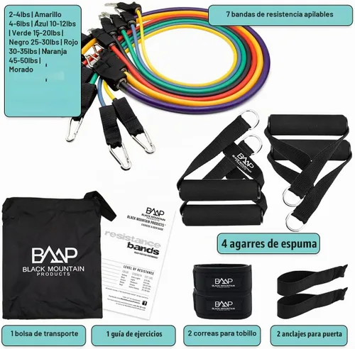 Vista 2 de Black Mountain Products Nuevo Set de bandas de resistencia con guía para principiante.