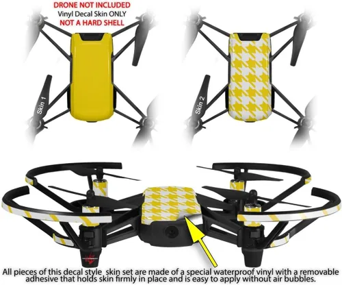 Vista 2 de Skin Decal Wrap 2 Pack para DJI Ryze Tello Drone Solids Collection Yellow Drone No Incluido