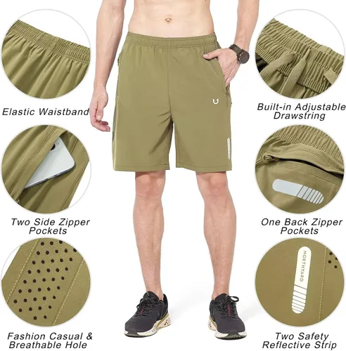 Vista 4 de NORTHYARD Pantalones cortos deportivos ligeros de secado rápido y de 7pulgadas para hombre, para senderismo, deportes, gimnasio, correr