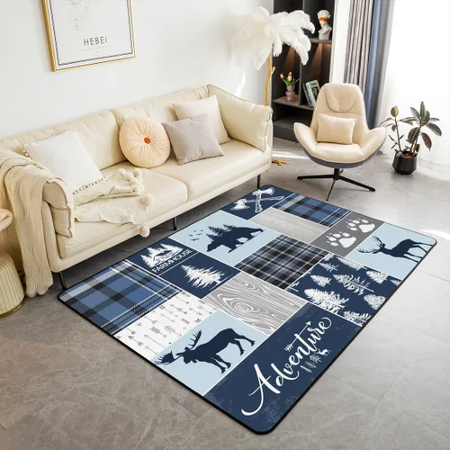 Vista 11 de Erosebridal Alfombra rústica de ciervo de 3 x 5 pies, alfombra de retazos de oso para niños, adolescentes y adultos, alfombra antideslizante de alce