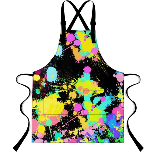 Vista 7 de Graffiti Apron Retro Hip-Hop and Colorful Graffiti Style 33.4 x 27.5 Inches Beige