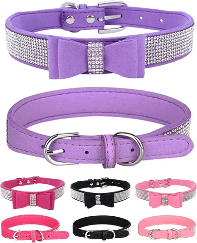 Vista 7 de Bling - Collar de perro para perros pequeños, medianos y grandes, collares de perro con corona de diamantes de imitación para perros hembra y macho