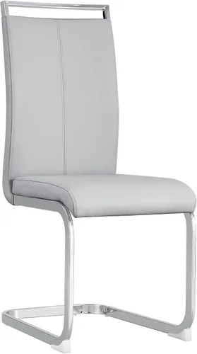 Vista 12 de Juego de 2 sillas de comedor, sillas de cocina, sillas sin brazos, sillas laterales de cuero y patas de metal con respaldo alto
