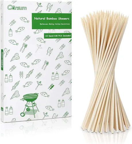 Vista 8 de Garsum Brochetas de bambú natural para barbacoa, pinchos de madera para frutas variadas, kebabs, parrilla, recursos naturales altamente renovables