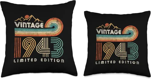 Vista 3 de 80 Year Old Birthday Vintage 1943 Limited Edition 80th Bday Throw Pillow