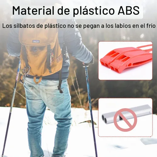 Vista 6 de CooBigo 4Pcs Emergency Whistles, Loud Shrill Safety Whistle with Reflective Lanyard for Climbing Hiking Camping Boat Kayak 4 silbatos negros
