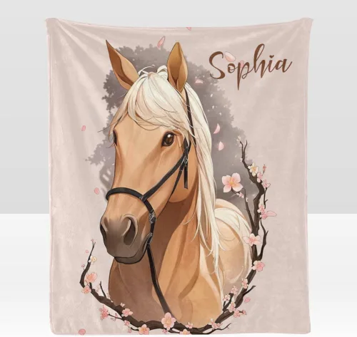 Vista 12 de Manta personalizada con texto en inglés «Just a Girl Loves Hors», manta de forro polar suave con nombre para regalos, sofá cama (50 x 60 pulgadas)