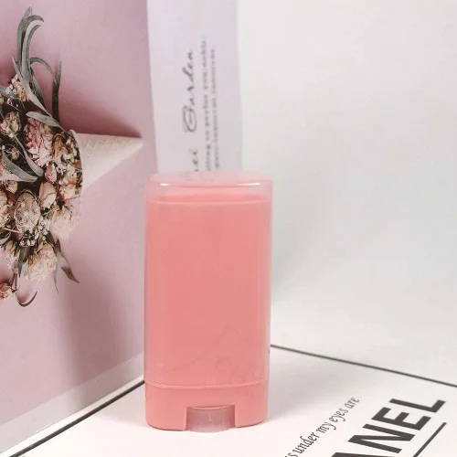 Vista 2 de COSIDEA 25 unidades de plástico vacío de 0.53 oz/0.5 onzas de tamaño de viaje, tubo de bálsamo labial con forma ovalada rosa, mini recipientes