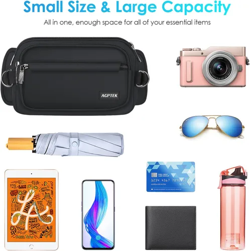 Vista 3 de AGPTEK Fanny Pack for Women Men, RFID Large Capacity Waist Wallet Bag, Adjustable & Waterproof Bum Belt Pouch for Travel, Running, Shopping, Hiking
