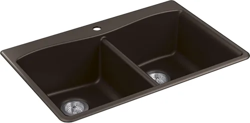 Vista 20 de KOHLER 28003-1-CM1 Kennon® - Fregadero de cocina de 25 pulgadas de montaje superior o inferior, incluye estante para fregadero, color negro mate