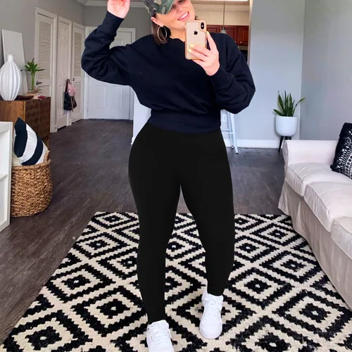 Vista 5 de NEW YOUNG Paquete de 3 leggings de talla grande con bolsillos para mujer cintura alta control de abdomen pantalones de yoga para entrenamiento