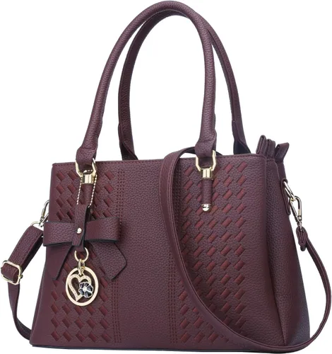 Vista 8 de KKXIU Bolsos tipo satchel para mujer con asa, bolsos de hombro y carteras con bolsillos y cremallera, bolsos cruzados de cuero