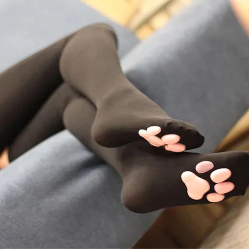 Vista 5 de ztowoto Calcetines altos hasta el muslo, calcetines de garra de gatito 3D rosados para niñas, mujeres, gatos, cosplay