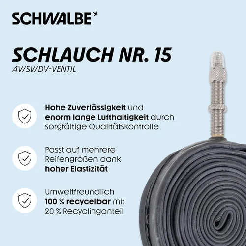 Vista 2 de SCHWALBE Tubo de bicicleta con válvula Presta de 2.362 in, 28 x 0,75-1,0 pulgadas tubos de bicicleta