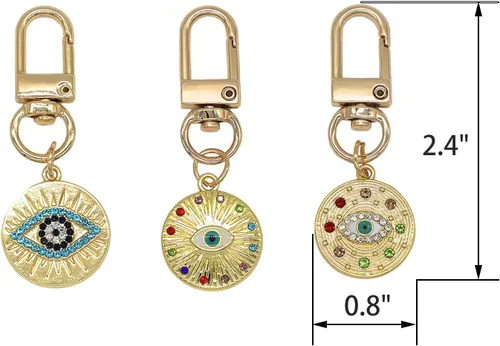 Vista 3 de Evil Eye Keychains Set Car Key Ring Bag Purse Keychains Good Luck Amulet protection Charm Keychains for Women Men