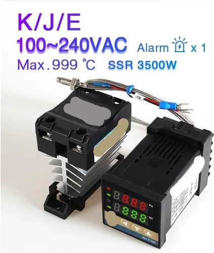 Vista 3 de REX-C100 PID Temperature Controller 220v 400 Degree Digital Thermostat Output 40A SSR K Type Thermocouple