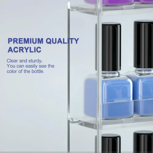 Vista 4 de FEMELI Estantes de pared para esmaltes de uñas de 20 * 24 Pulgadas 1 Paquete, capacidad hasta 120 botellas, organizador de estante para esmaltes