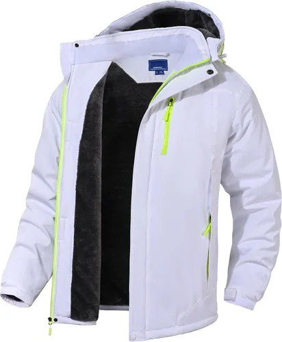 Vista 10 de Rapoo - Chaqueta impermeable de esquí para hombre, resistente al viento, chaqueta de lluvia y nieve para montaña, para invierno