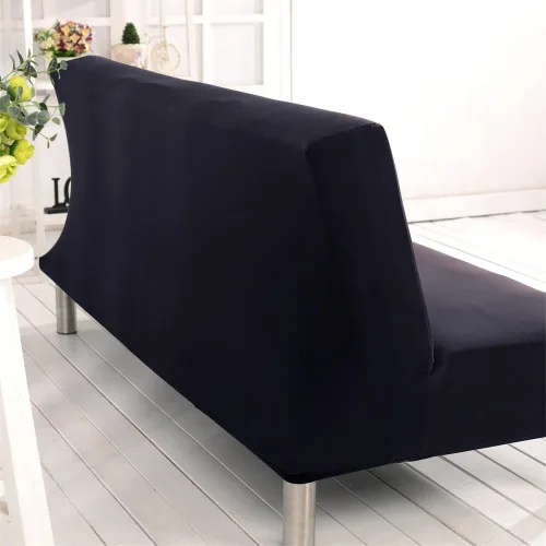 Vista 4 de Funda de sofá cama sin brazos de color sólido, poliéster spandex elástico, funda para futón de 3 plazas, completamente plegable, protector de sofá
