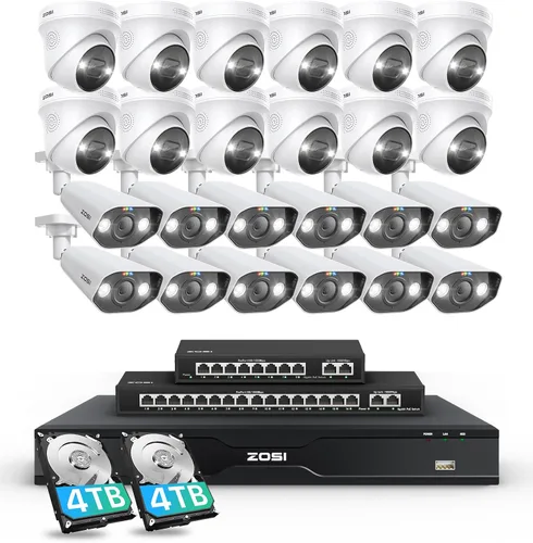 Vista 10 de ZOSI Sistema de cámara de seguridad PoE de 32 canales 4K, 8 cámaras IP PoE para interiores y exteriores de 8 MP, detección de vehículos personales