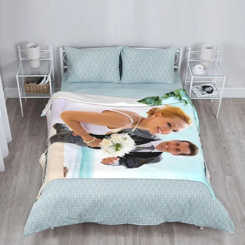 Vista 4 de Manta personalizada con fotos, texto, fotos personalizadas, regalos del día de San Valentín para mamá, papá, pareja, esposa, marido, novia, novio