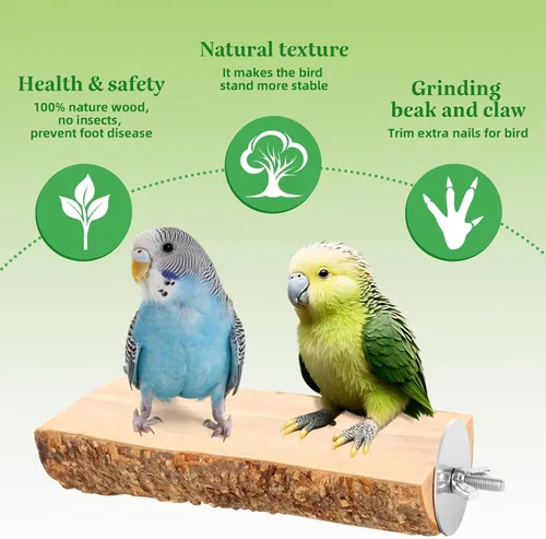 Vista 4 de Plataforma de perca de pájaro de madera de manzana natural de 2