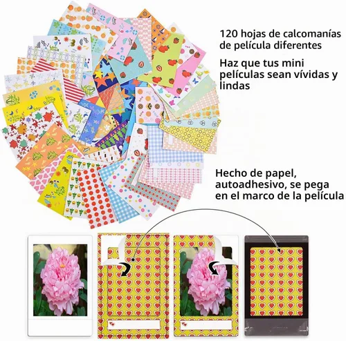 Vista 4 de Sunmns - Juego de accesorios coloridos compatibles con cámara Instax Mini 12 11 9 8 90 70, incluye pegatinas de película, marcos de escritorio