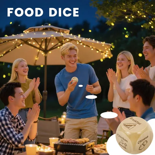 Vista 3 de 2 piezas de dados de madera para juegos de decisión de comida, dados para noche de citas, regalo para parejas, para él o ella, para cumpleaños