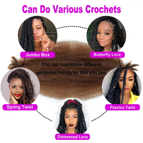 Vista 3 de Trenzas Afro Twist de 12 pulgadas - Cabello trenzado al crochet estilo Afro (12 pulgadas (Paquete de 3), 30#)