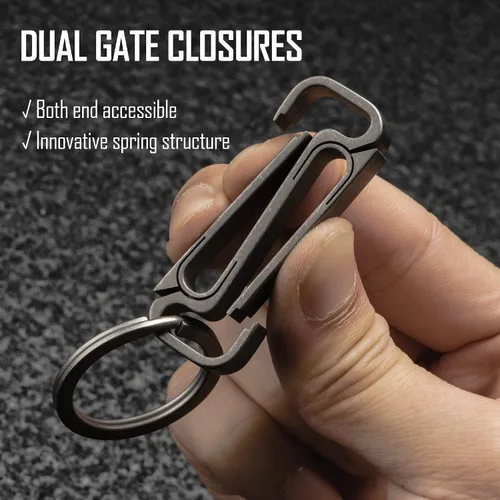 Vista 16 de KeyUnity Clip de cinturón Titanium del tenedor de la llave, llavero lateral doble del mosquetón para los hombres