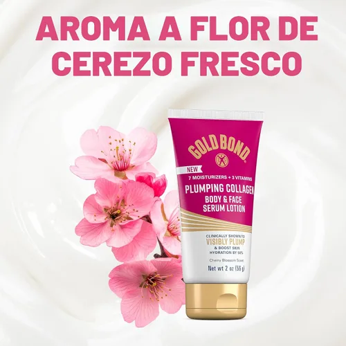 Vista 8 de Gold Bond Loción de suero de colágeno para cuerpo y cara, hidratante ligera con complejo de péptidos de colágeno, aceites de jojoba y semillas