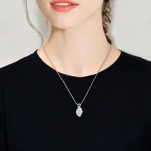 Vista 17 de Imrsanl Collar con colgante de joyería de cremación para cenizas – Collar anatómico de urna de corazón para cenizas – Medallones conmemorativos