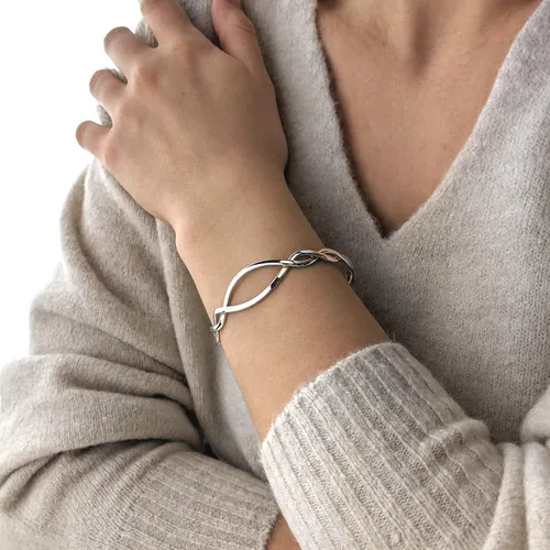 Vista 3 de Silverly Pulsera de plata de ley celta para mujer, pulsera de plata trenzada trenzada ajustable, regalo de dama de honor para mejor amiga, pulseras