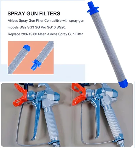 Vista 6 de 2 piezas 288716 de rosca de filtro de entrada de 3/4 pulgadas y 6 filtros de pistola pulverizadora sin aire 288749 compatibles con Graco X5/X7/ProX